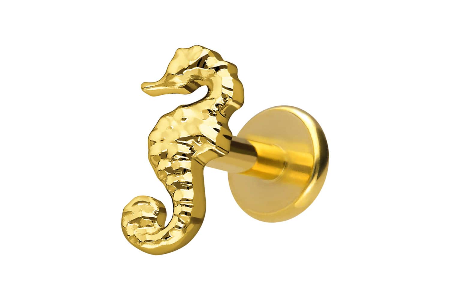 Titan Labret Piercing mit Innengewinde SEEPFERDCHEN